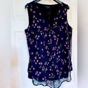 LB Black Floral Sleeveless Lined 14/16